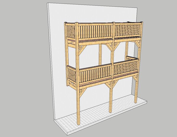 Balkon mit 3 Stützen bis 8,00 m Breite