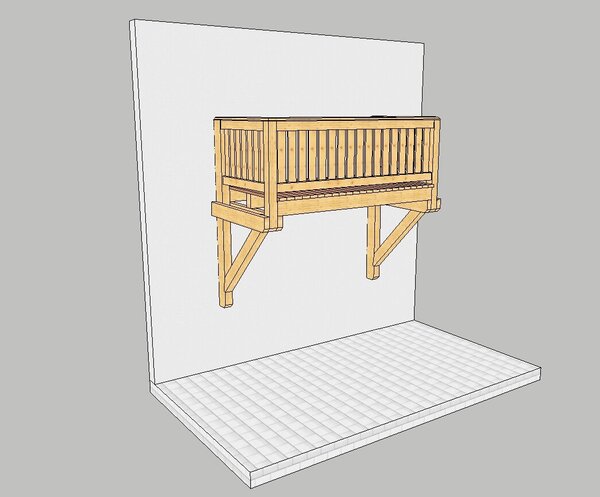 Balkon mit 2 Stützen bis 3,50 m Breite