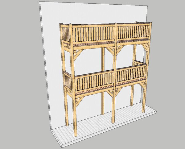 Balkon mit 6 Stützen bis 8,00 m Breite