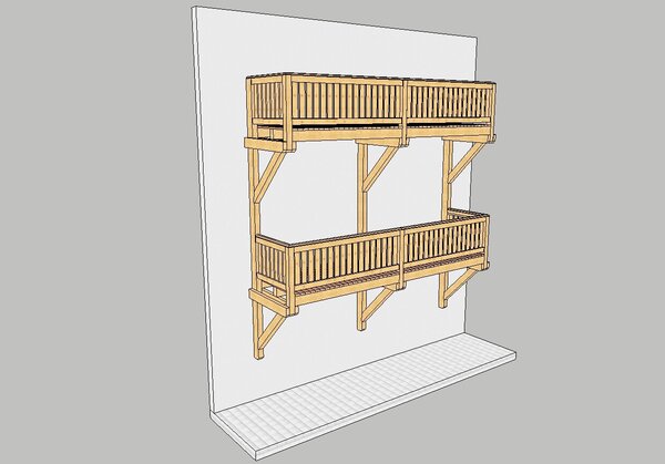 Balkon mit 3 Stützen bis 6,00 m Breite