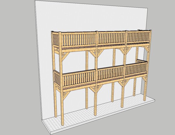 Balkon mit 8 Stützen bis 12,00 m Breite