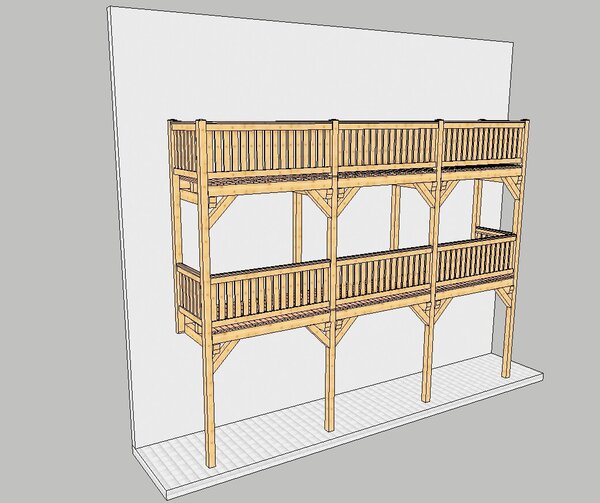 Balkon mit 4 Stützen bis 12,00 m Breite